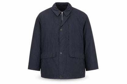 Front view of Bush unisex adults blue, size 44, mid-length polyester jacket