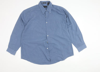 Van Heusen Men's Blue XL Button-Down Check Long Sleeve Shirt