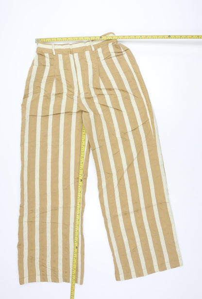 Womens UK Size L Zara Relaxed Fit CasualTravel Beige Trousers
