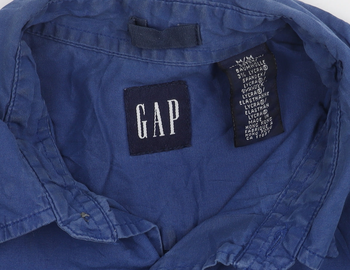 GAP Men’s Blue Cotton Blend Long Sleeve Button-Up Shirt Size M