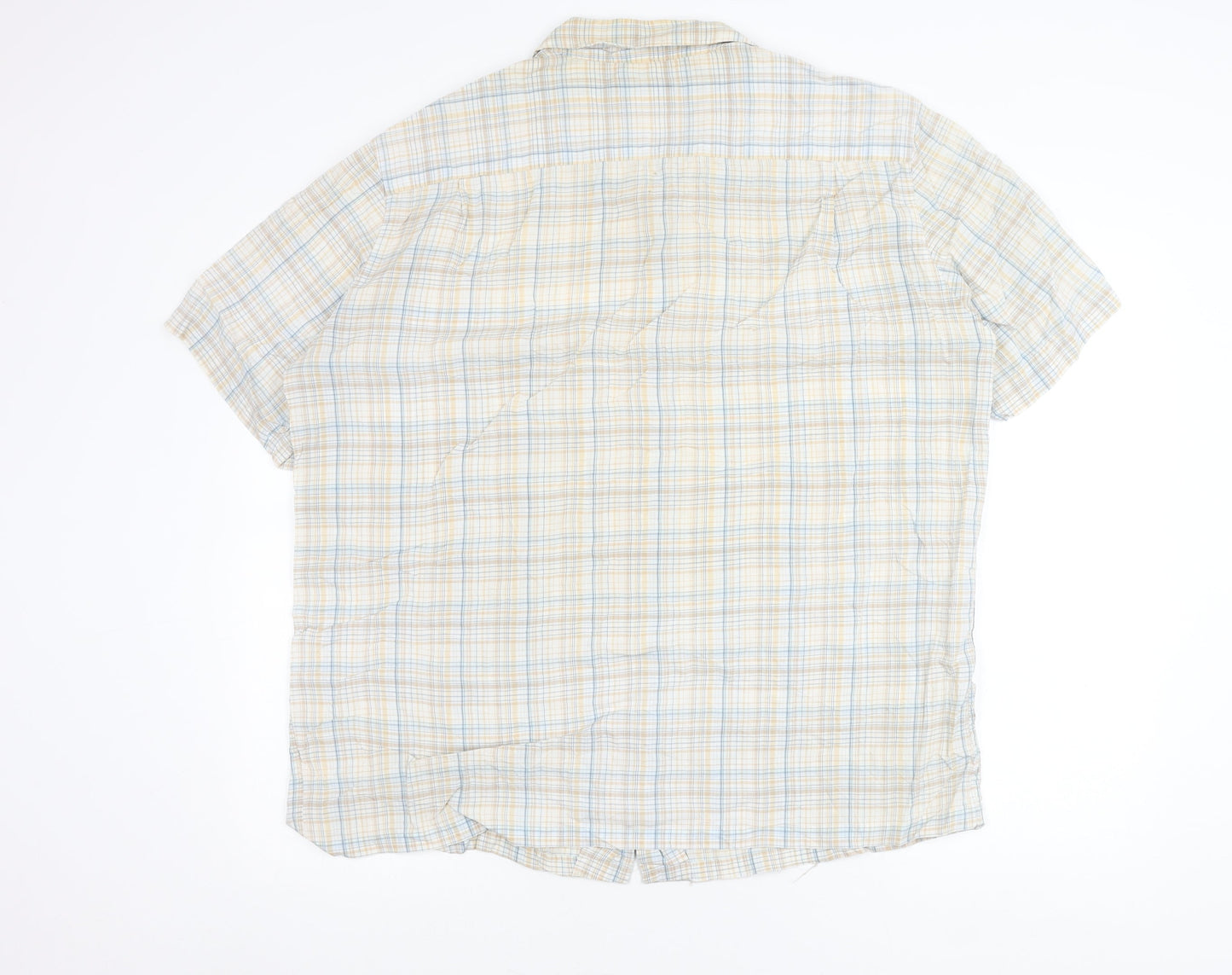 Marks and Spencer Men’s Beige Check XL Short Sleeve Button-Up Shirt 44-46 in