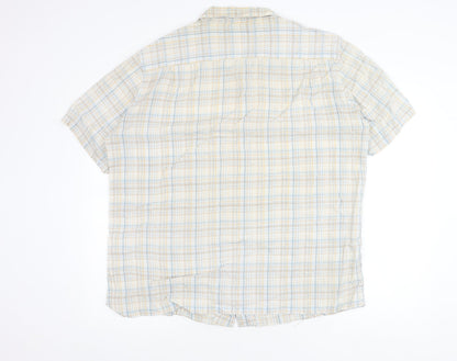 Marks and Spencer Men’s Beige Check XL Short Sleeve Button-Up Shirt 44-46 in