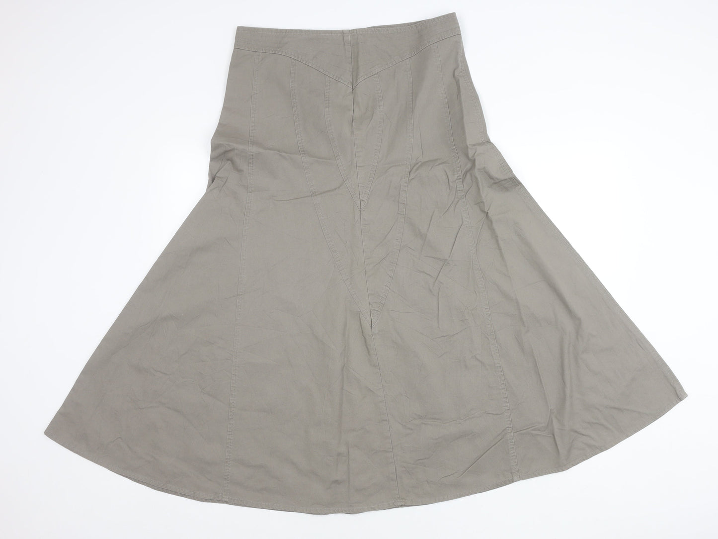 Papaya Women’s Grey A-Line Midi Skirt Size 12 Cotton Casual