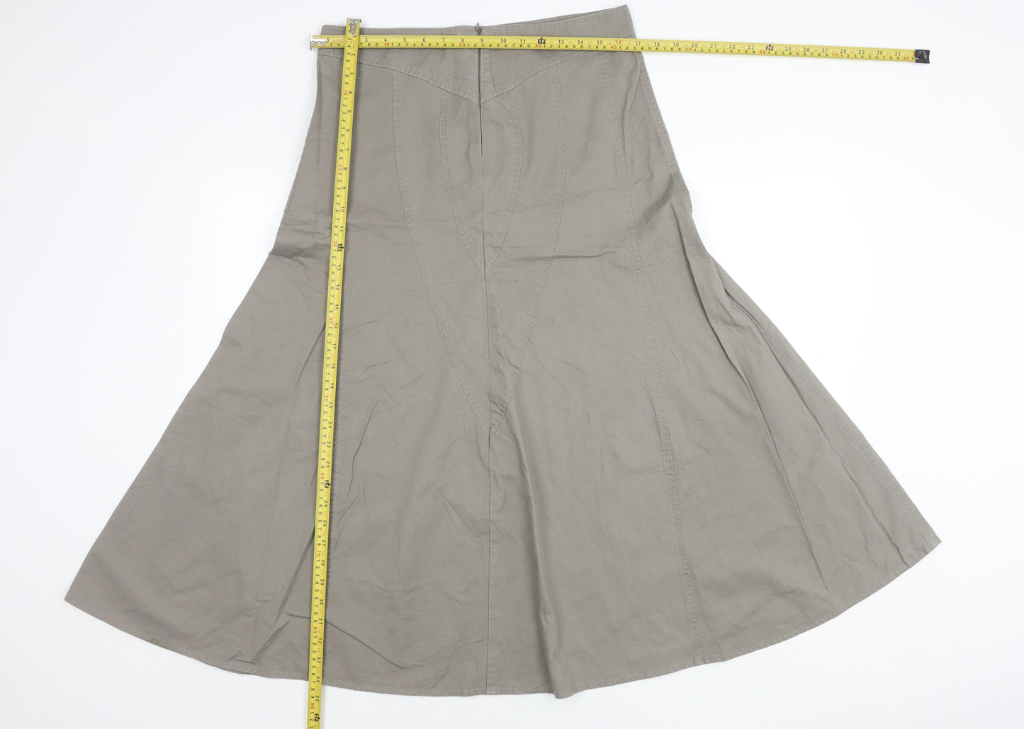 Papaya Women’s Grey A-Line Midi Skirt Size 12 Cotton Casual