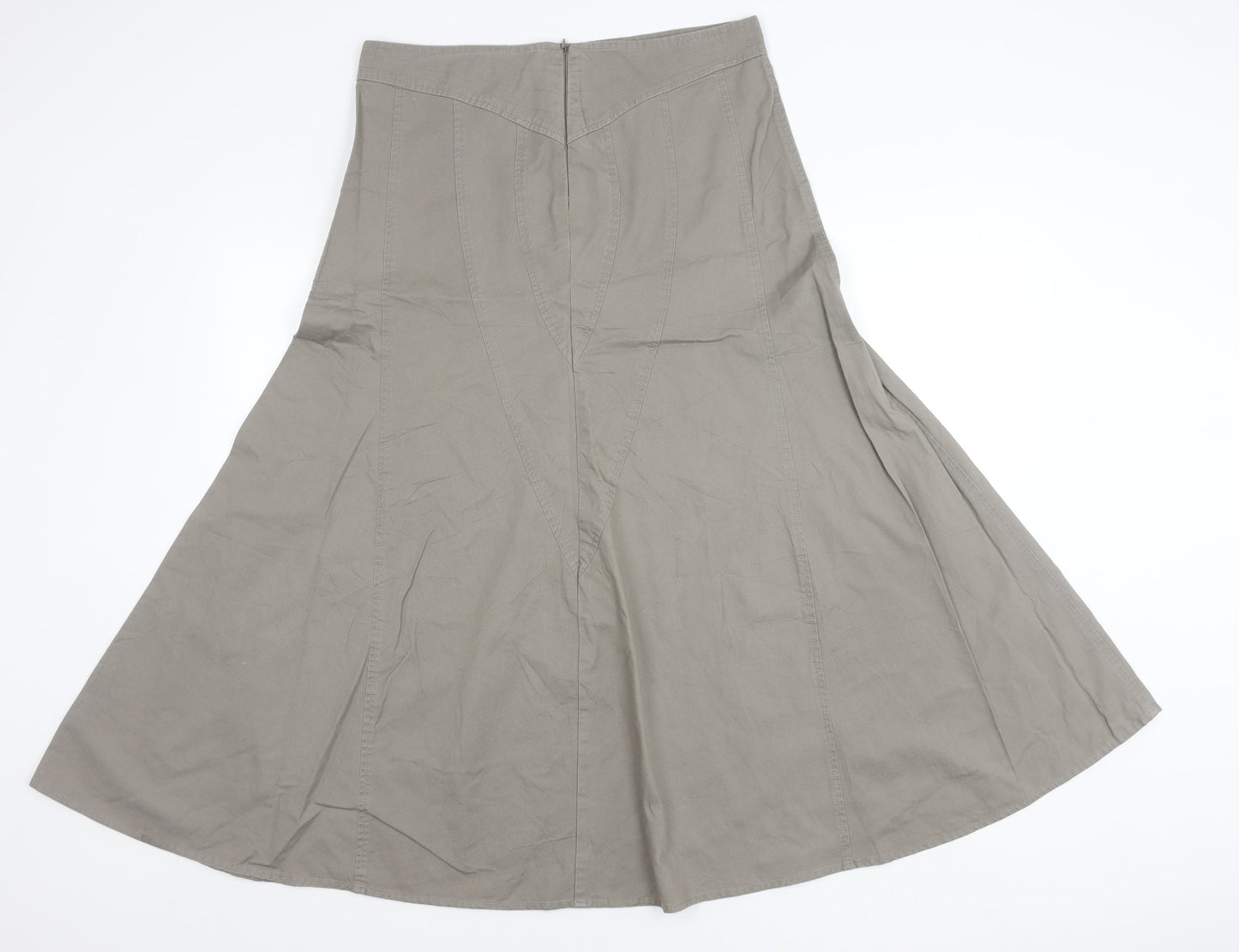 Papaya Women’s Grey A-Line Midi Skirt Size 12 Cotton Casual