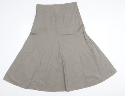 Papaya Women’s Grey A-Line Midi Skirt Size 12 Cotton Casual