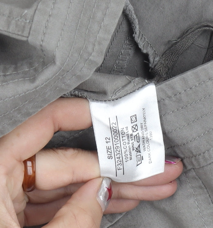 Papaya Women’s Grey A-Line Midi Skirt Size 12 Cotton Casual