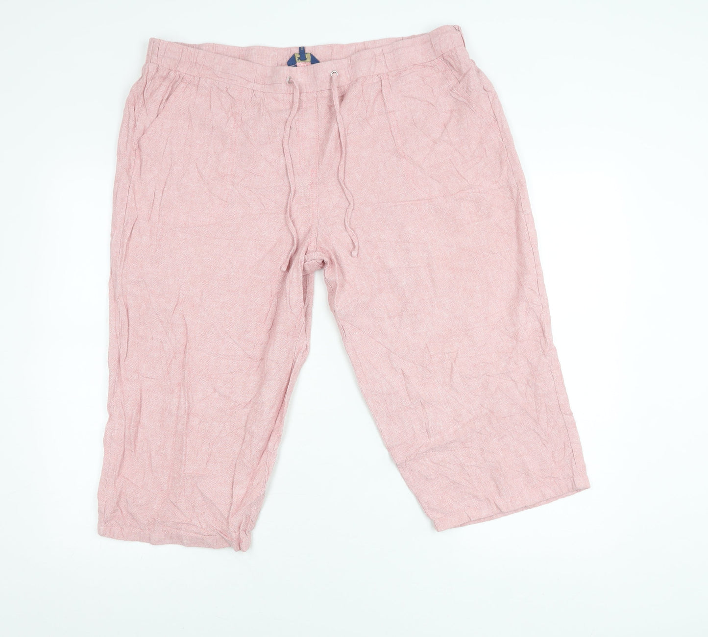 Cotton Traders Women’s Pink Linen Blend Bermuda Shorts Size 18