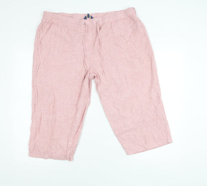 Cotton Traders Women’s Pink Linen Blend Bermuda Shorts Size 18