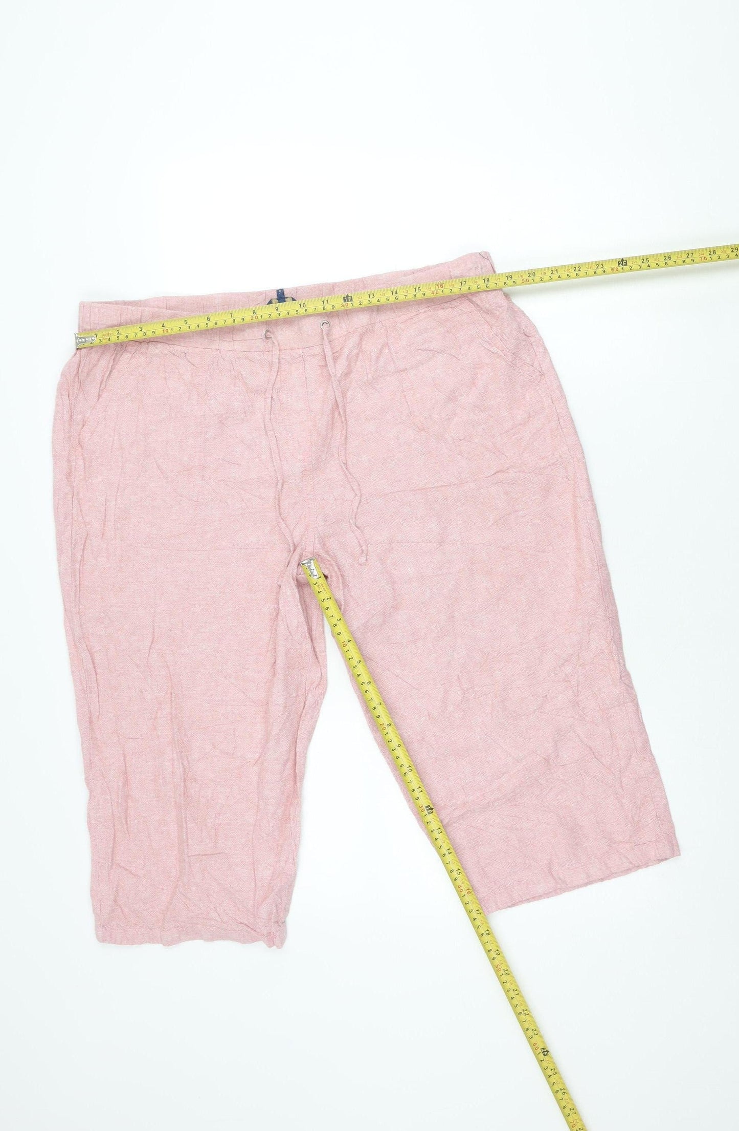 Cotton Traders Women’s Pink Linen Blend Bermuda Shorts Size 18