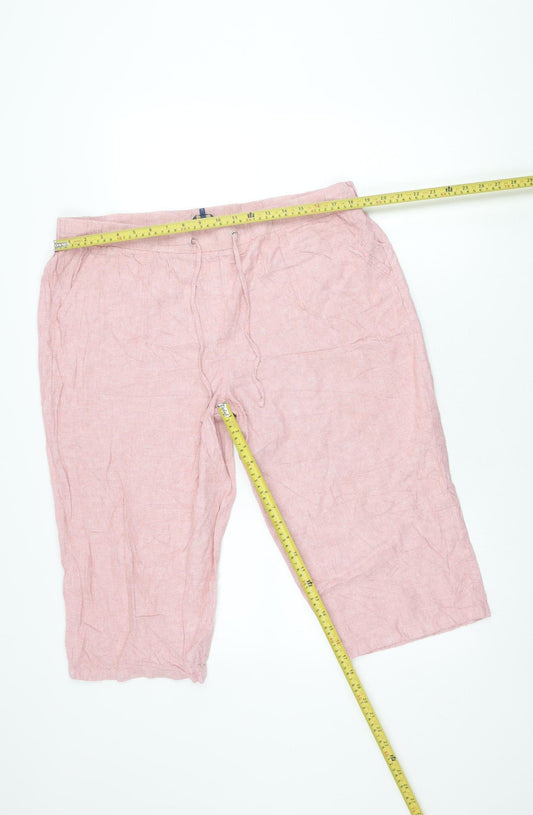 Cotton Traders Women’s Pink Linen Blend Bermuda Shorts Size 18