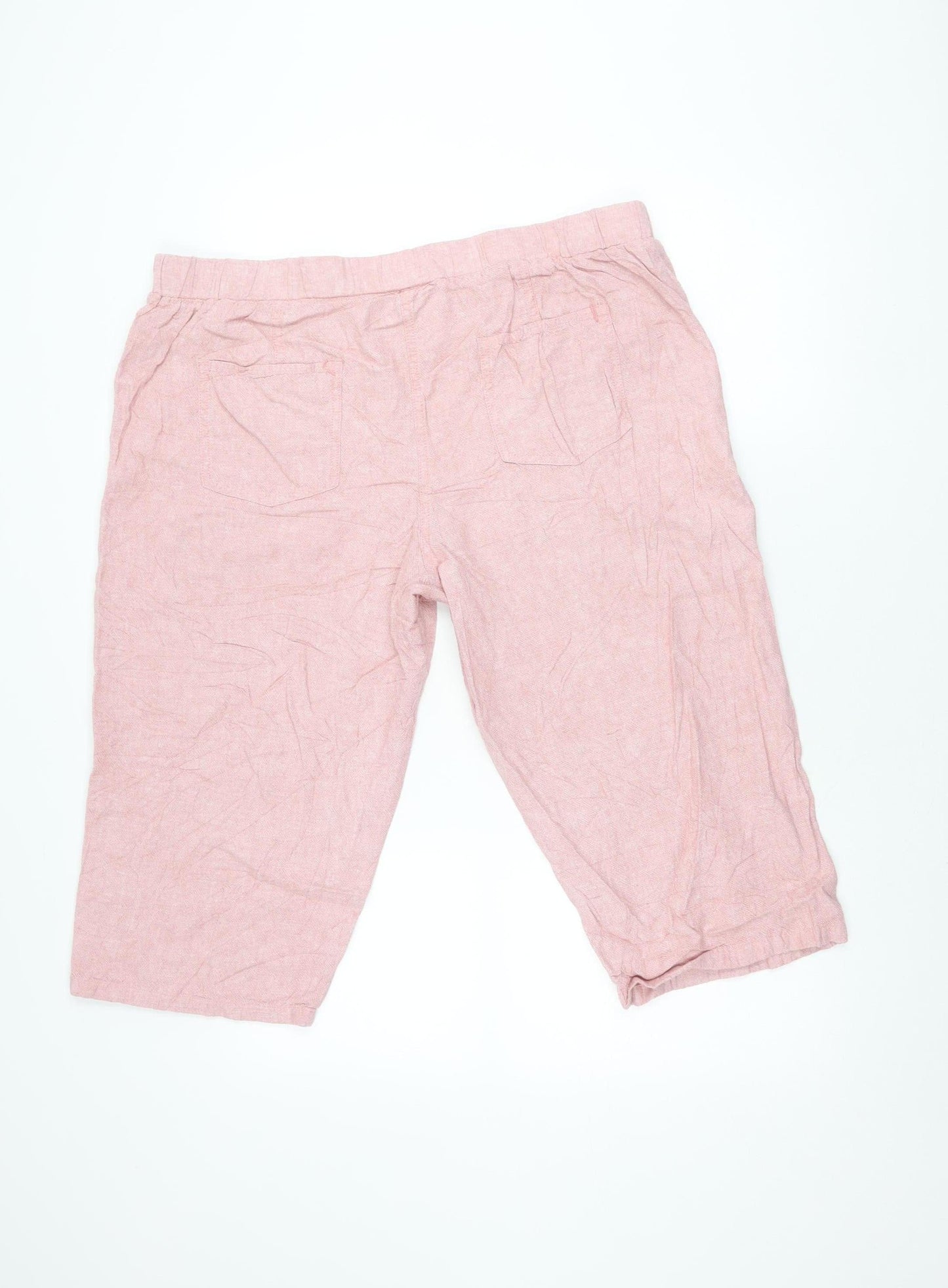 Cotton Traders Women’s Pink Linen Blend Bermuda Shorts Size 18