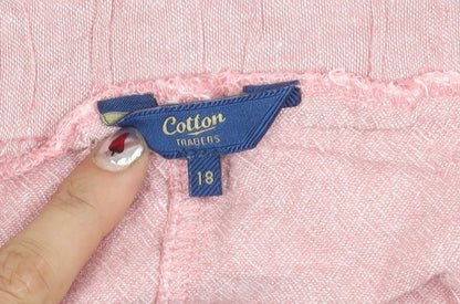 Cotton Traders Women’s Pink Linen Blend Bermuda Shorts Size 18