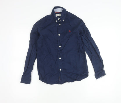 L.O.G.G Boys Blue 11 Years Button-Down Cotton Shirt Long Sleeve Casual