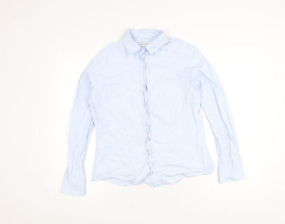 Austin Reed Womens Blue Cotton Button-Up Shirt Size 12 Long Sleeve