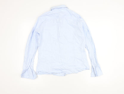 Austin Reed Womens Blue Cotton Button-Up Shirt Size 12 Long Sleeve