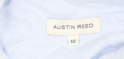 Austin Reed Womens Blue Cotton Button-Up Shirt Size 12 Long Sleeve