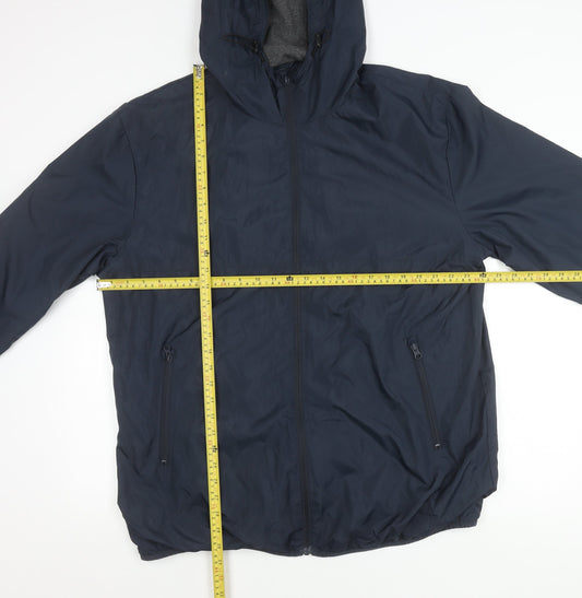 Tu Mens Blue XL Hooded Windbreaker Jacket Full Zip