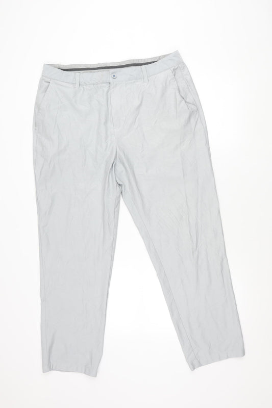 Adidas Men’s Grey Chino Trousers Size 36x34 Cotton Stretch