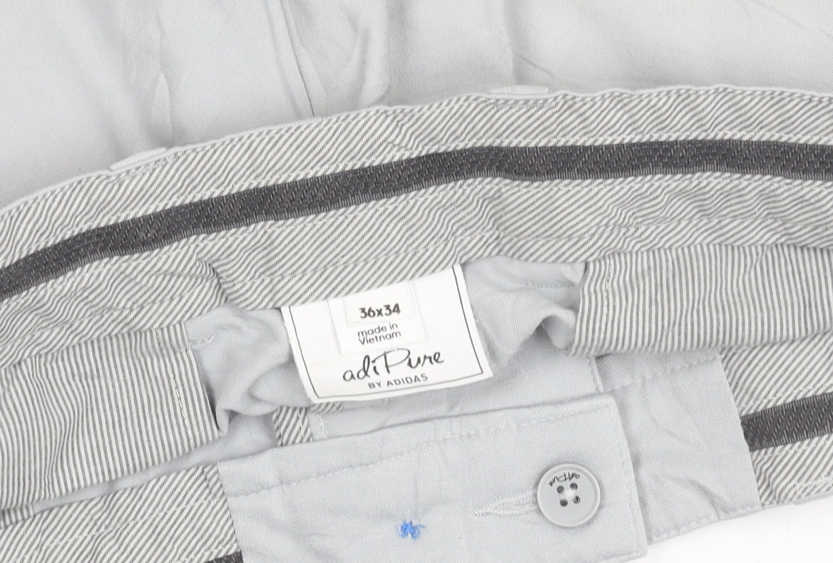 Adidas Men’s Grey Chino Trousers Size 36x34 Cotton Stretch