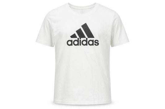 Adidas Boys White Cotton Logo T-Shirt Size 164 Short Sleeve Sports Tee