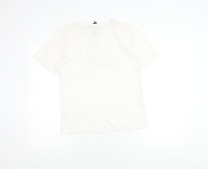 Adidas Boys White Cotton Logo T-Shirt Size 164 Short Sleeve Sports Tee