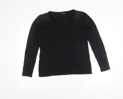 Fabrika Women’s Black Long Sleeve V-Neck Jersey Top Size S