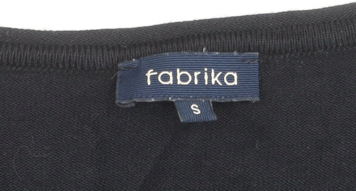Fabrika Women’s Black Long Sleeve V-Neck Jersey Top Size S