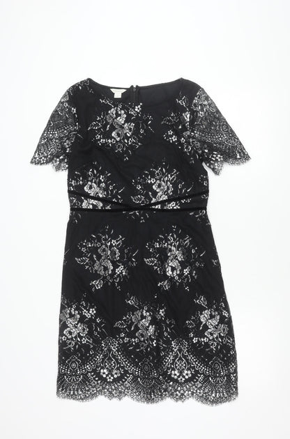 Monsoon Women’s Black Lace Floral Sheath Dress Size 12