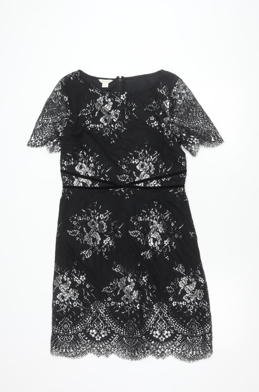 Monsoon Women’s Black Lace Floral Sheath Dress Size 12