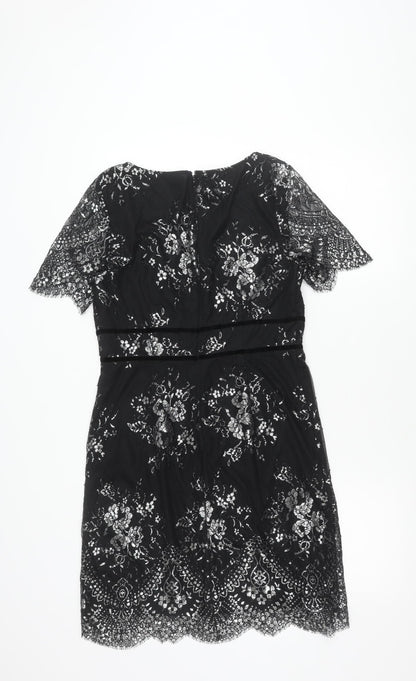 Monsoon Women’s Black Lace Floral Sheath Dress Size 12