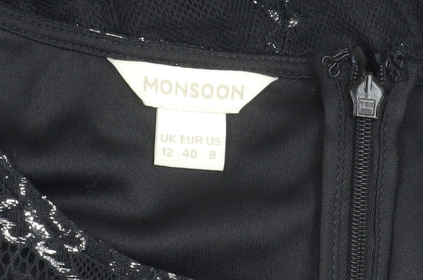 Monsoon Women’s Black Lace Floral Sheath Dress Size 12