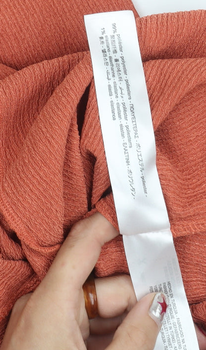 Bershka Women’s Orange Wide-Leg Crepe Jumpsuit Size M Sleeveless Summer