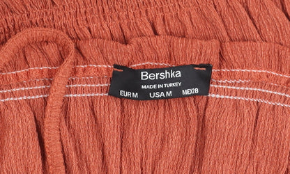 Bershka Women’s Orange Wide-Leg Crepe Jumpsuit Size M Sleeveless Summer