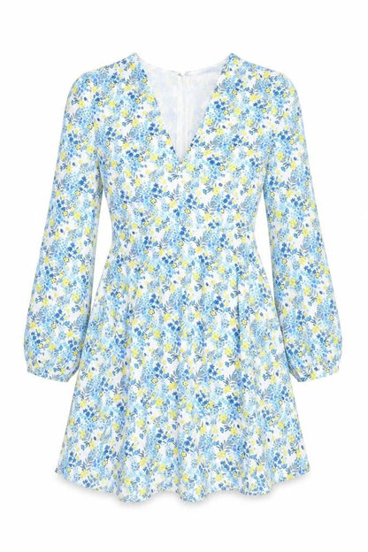 Glamorous Women’s Multicoloured Floral Mini Dress UK 8 V-Neck Long Sleeve