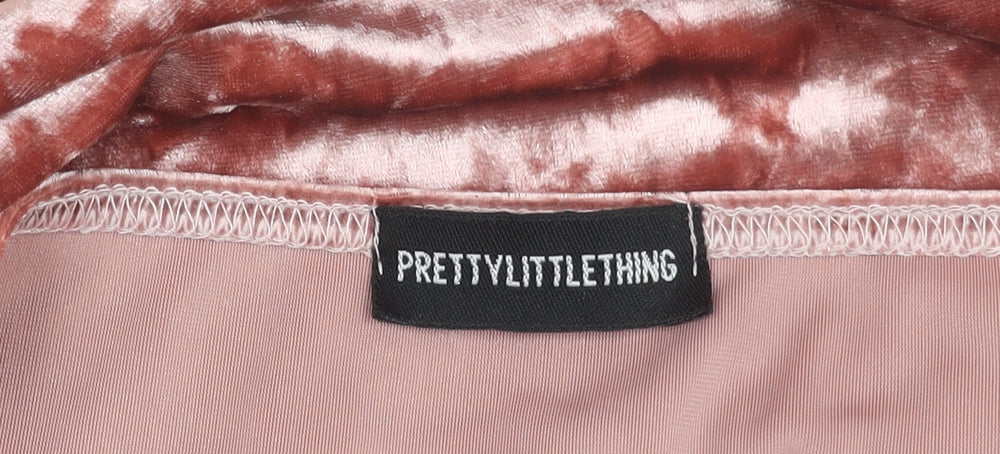 PrettyLittleThing Women Pink Velvet Bodycon Dress Size 16 Strapless