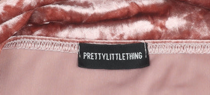 PrettyLittleThing Women Pink Velvet Bodycon Dress Size 16 Strapless