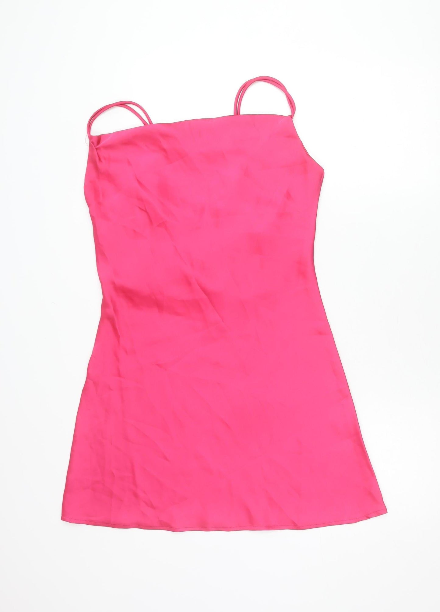 Boohoo Women’s Pink Slip Dress UK 12 Sleeveless Scoop Neck Short