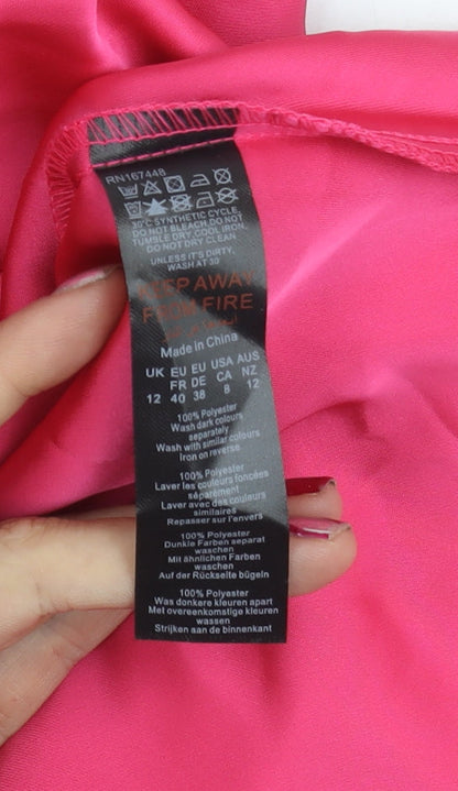 Boohoo Women’s Pink Slip Dress UK 12 Sleeveless Scoop Neck Short