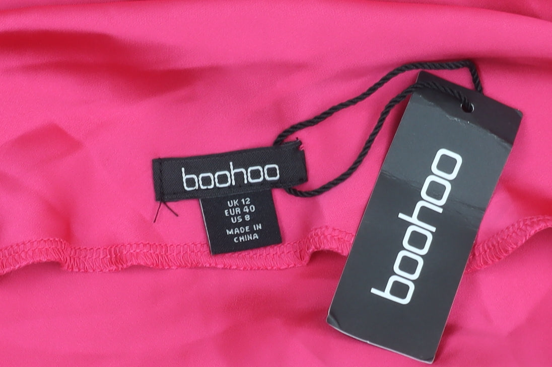 Boohoo Women’s Pink Slip Dress UK 12 Sleeveless Scoop Neck Short