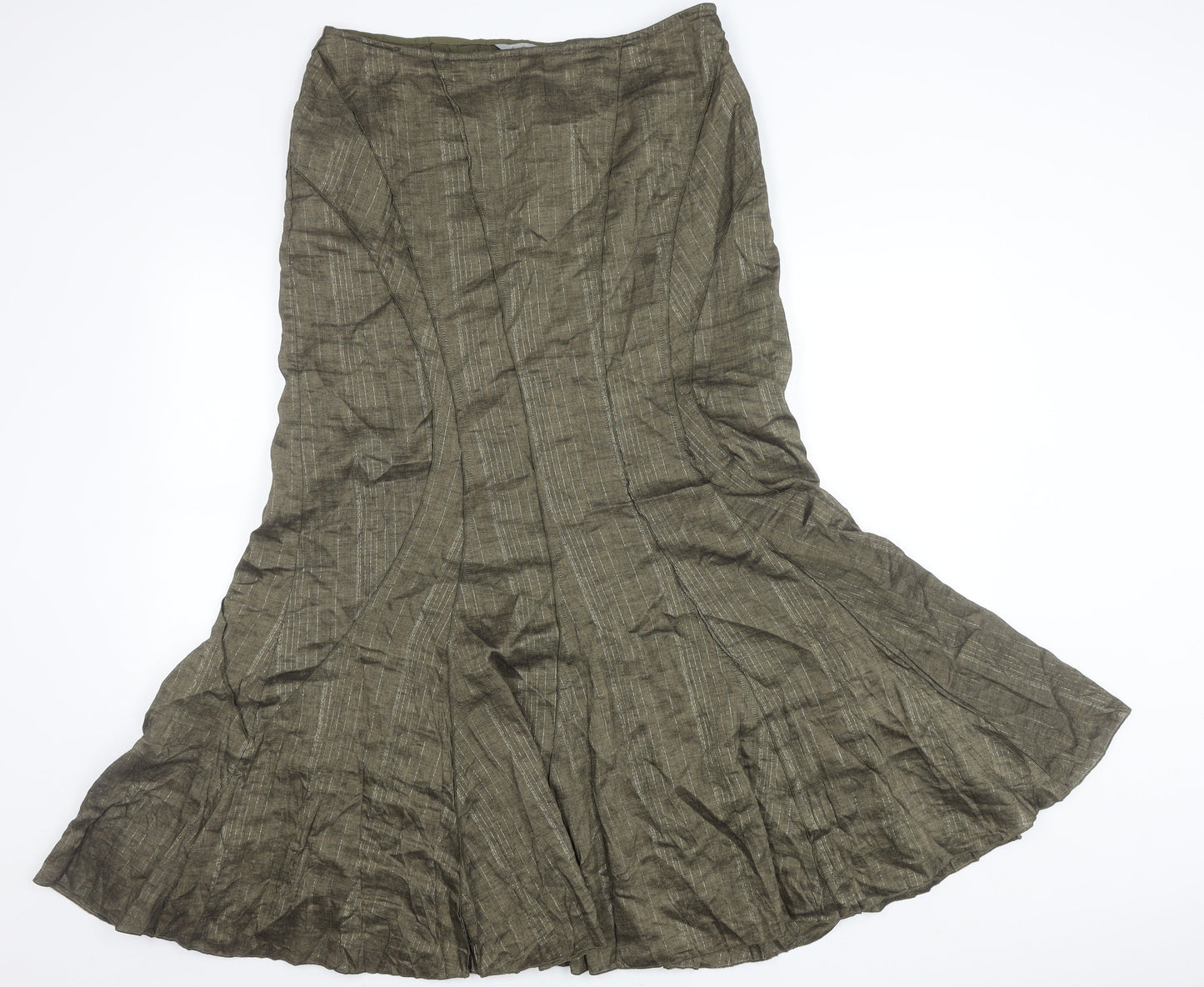 Marks and Spencer Women’s Green Linen Flare Long Skirt Size 14