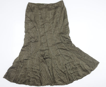 Marks and Spencer Women’s Green Linen Flare Long Skirt Size 14