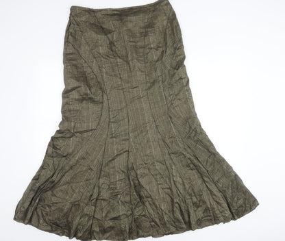 Marks and Spencer Women’s Green Linen Flare Long Skirt Size 14