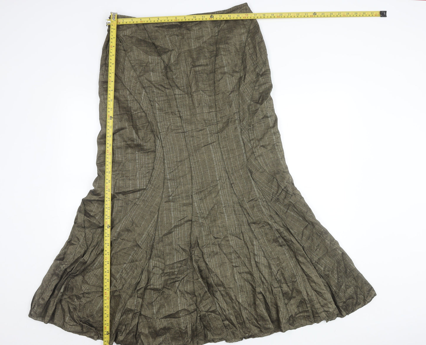 Marks and Spencer Women’s Green Linen Flare Long Skirt Size 14