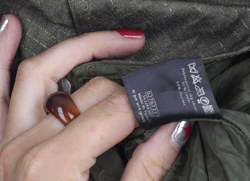 Marks and Spencer Women’s Green Linen Flare Long Skirt Size 14