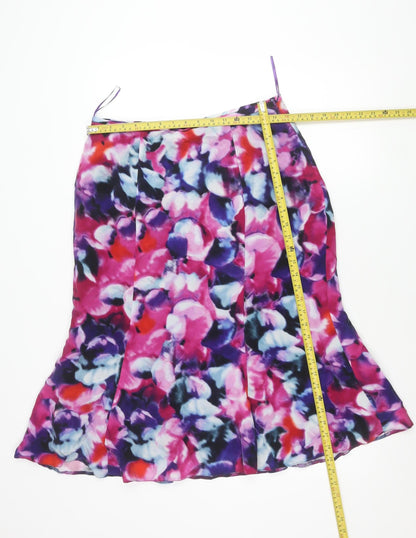 Laura Ashley Women's Multicoloured Floral Midi Flared Skirt Size 14