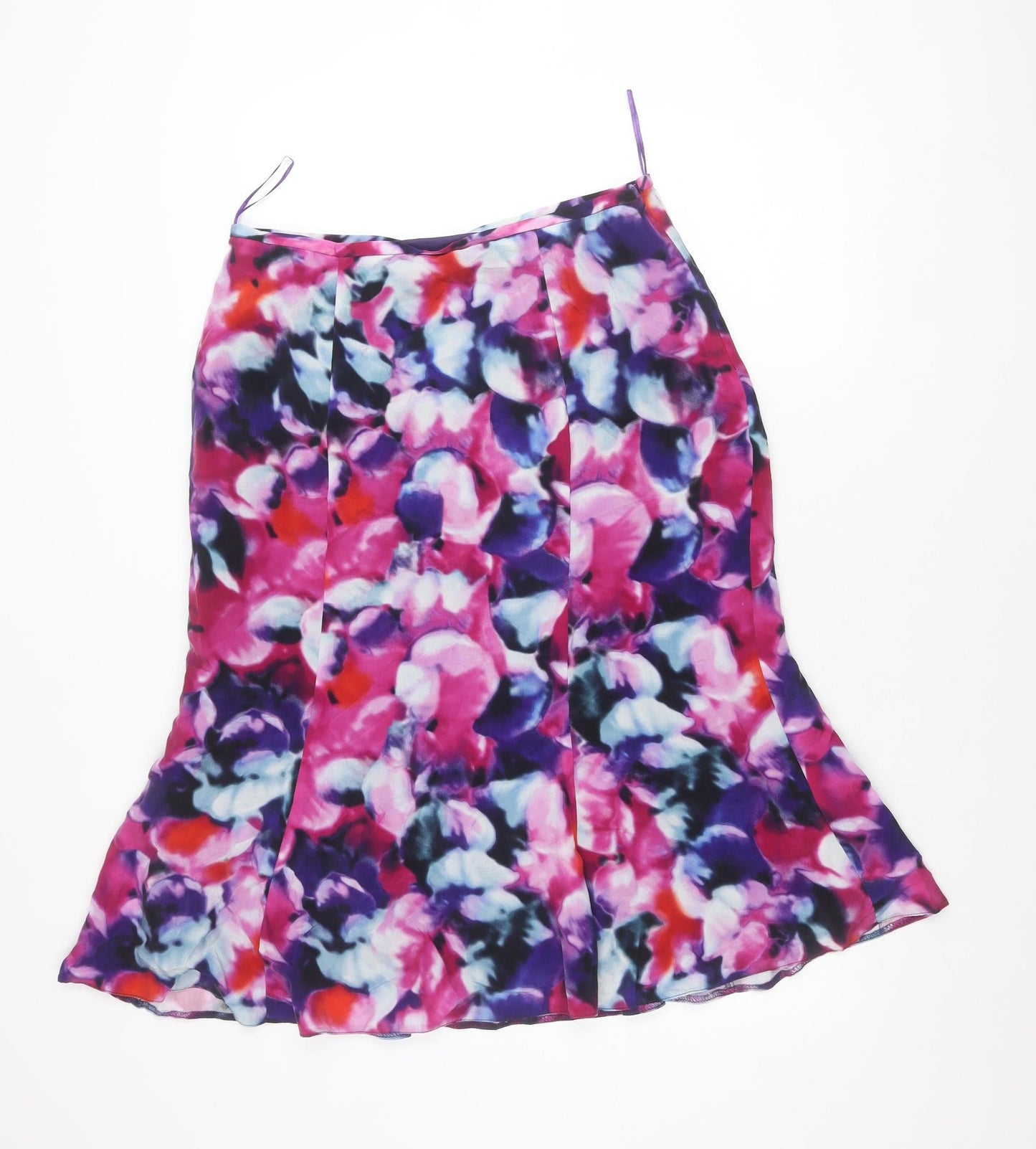 Laura Ashley Women's Multicoloured Floral Midi Flared Skirt Size 14