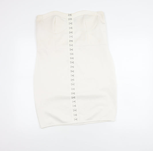 PrettyLittleThing Women’s White Strapless Bodycon Dress Size 18