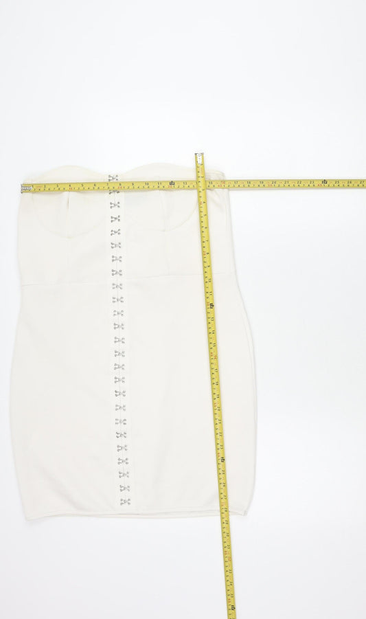 PrettyLittleThing Women’s White Strapless Bodycon Dress Size 18