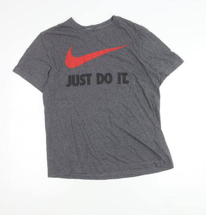 Nike Men's Grey Graphic Just Do It Sports T-Shirt Size M